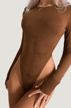 "FALLING FOR YOU" COFFEE COLORED BODYSUIT